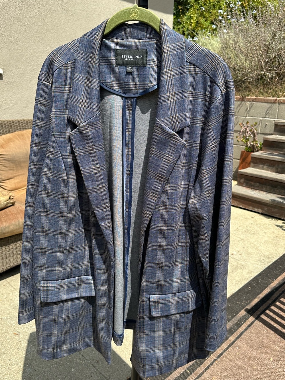 Oversized Liverpool Plaid Blazer in Slate Blue